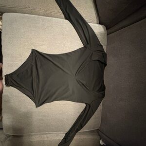 Elegant Black Long Sleeve Bodysuit